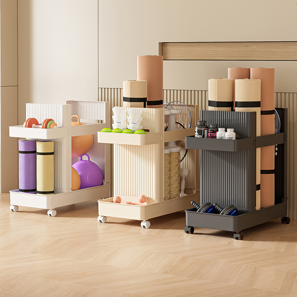 Sports Equipment Holder - Rak Penyimpanan Peralatan Gym dengan Roda,