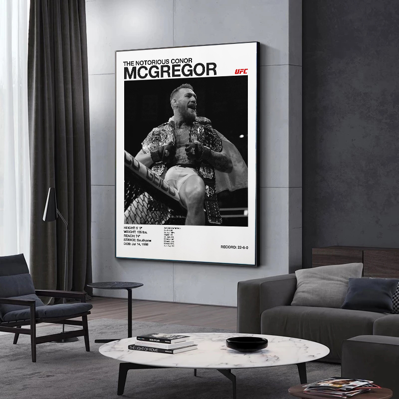Sports Equipment Poster - Poster Conor McGregor Kejuaraan Pertarungan Hitam
