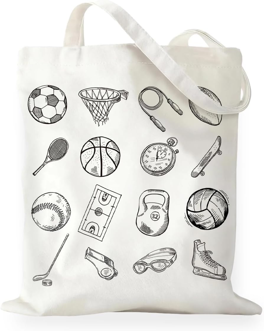 Sports Equipment Shop - Tas Tote Kanvas Cetak Gambar Tangan